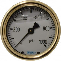 Wika - 2-1/2" Dial, 1/4 Thread, 0-1,000 Scale Range, Pressure Gauge - Back Connection Mount, Accurate to 1.5% of Scale - Americas Tooling