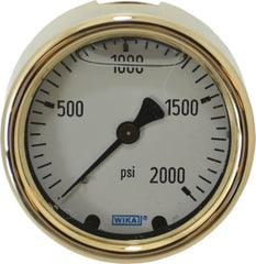 Wika - 2-1/2" Dial, 1/4 Thread, 0-2,000 Scale Range, Pressure Gauge - Back Connection Mount, Accurate to 1.5% of Scale - Americas Tooling