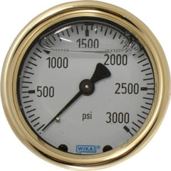 Wika - 2-1/2" Dial, 1/4 Thread, 0-3,000 Scale Range, Pressure Gauge - Back Connection Mount, Accurate to 1.5% of Scale - Americas Tooling