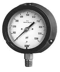 Wika - 4-1/2" Dial, 1/2 Thread, 0-200 Scale Range, Pressure Gauge - Lower Connection, Rear Flange Connection Mount, Accurate to 0.5% of Scale - Americas Tooling