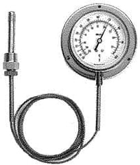 Weiss Instruments - 4-1/2 Inch, 40 to 240°F, Stainless Steel, Vapor Actuated Dial Thermometer - 15 Ft. Cap Length, Wall Mounted, Bottom Connected - Americas Tooling