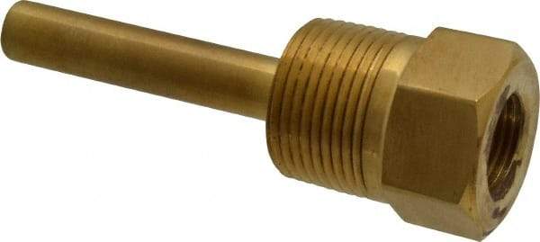 Alloy Engineering - 4 Inch Overall Length, 1 Inch Thread, Brass Standard Thermowell - 2-1/2 Inch Insertion Length - Americas Tooling