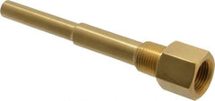 Alloy Engineering - 6 Inch Overall Length, 1/2 Inch Thread, Brass Standard Thermowell - 4-1/2 Inch Insertion Length - Americas Tooling