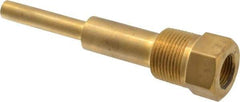 Alloy Engineering - 6 Inch Overall Length, 1 Inch Thread, Brass Standard Thermowell - 4-1/2 Inch Insertion Length - Americas Tooling