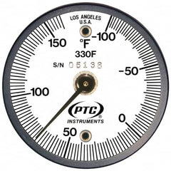 PTC Instruments - -100 to 160°F, 2 Inch Dial Diameter, Dual Magnet Mount Thermometer - 2° Division Graduation - Americas Tooling