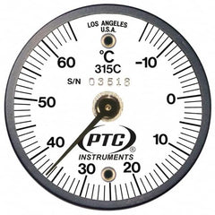 PTC Instruments - -15 to 65°C, 2 Inch Dial Diameter, Dual Magnet Mount Thermometer - 1° Division Graduation - Americas Tooling