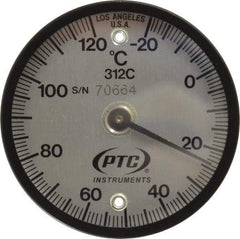 PTC Instruments - -20 to 120°C, 2 Inch Dial Diameter, Dual Magnet Mount Thermometer - 1° Division Graduation - Americas Tooling