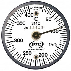 PTC Instruments - 10 to 400°C, 2 Inch Dial Diameter, Dual Magnet Mount Thermometer - 5° Division Graduation - Americas Tooling