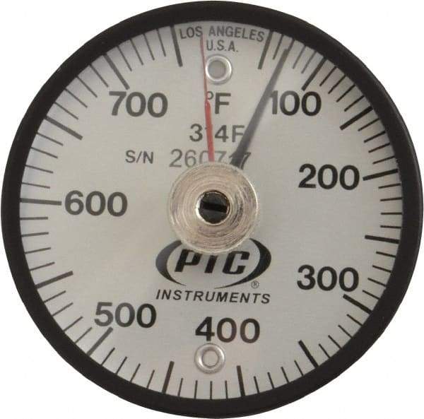 PTC Instruments - 50 to 750°F, 2 Inch Dial Diameter, Dual Magnet Mount Thermometer - 10° Division Graduation - Americas Tooling