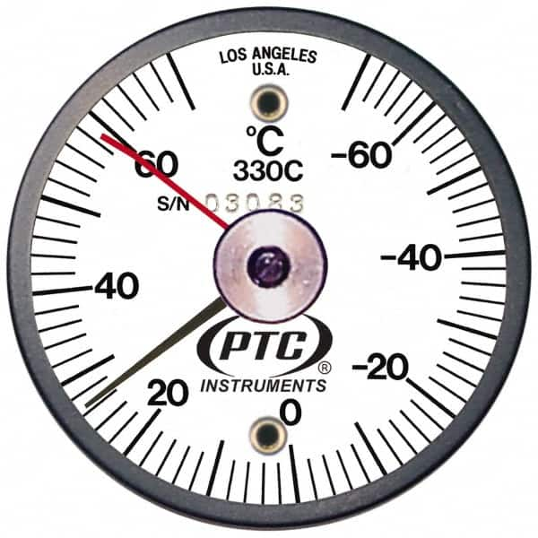 PTC Instruments - -70 to 70°C, 2 Inch Dial Diameter, Dual Magnet Mount Thermometer - 2° Division Graduation - Americas Tooling