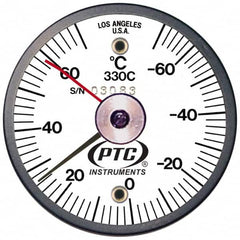 PTC Instruments - -70 to 70°C, 2 Inch Dial Diameter, Dual Magnet Mount Thermometer - 2° Division Graduation - Americas Tooling