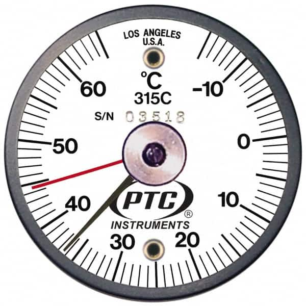 PTC Instruments - -15 to 65°C, 2 Inch Dial Diameter, Dual Magnet Mount Thermometer - 1° Division Graduation - Americas Tooling