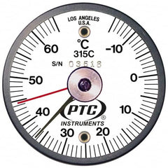 PTC Instruments - -15 to 65°C, 2 Inch Dial Diameter, Dual Magnet Mount Thermometer - 1° Division Graduation - Americas Tooling