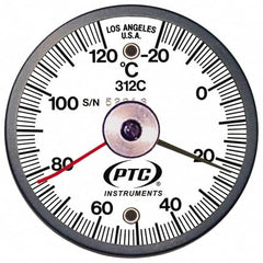 PTC Instruments - -20 to 120°C, 2 Inch Dial Diameter, Dual Magnet Mount Thermometer - 1° Division Graduation - Americas Tooling