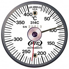 PTC Instruments - 10 to 400°C, 2 Inch Dial Diameter, Dual Magnet Mount Thermometer - 5° Division Graduation - Americas Tooling