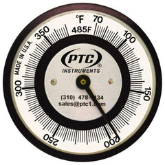 PTC Instruments - 70 to 370°F, 2 Inch Dial Diameter, Pipe Surface Clip On Thermometer - 2° Division Graduation - Americas Tooling