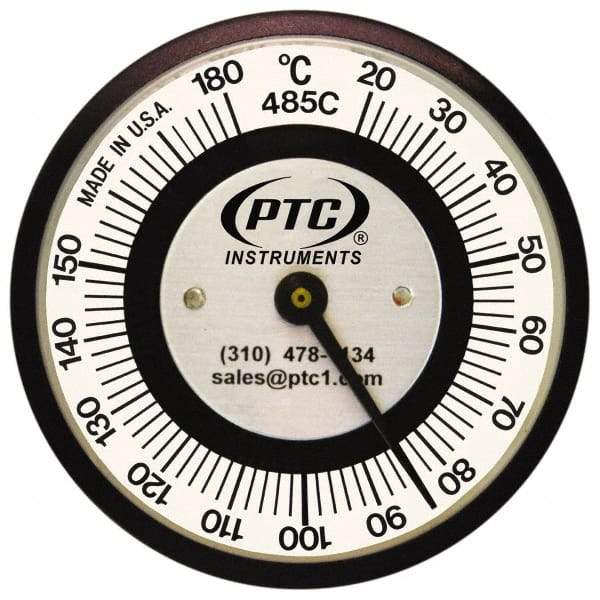 PTC Instruments - 20 to 185°C, 2 Inch Dial Diameter, Pipe Surface Clip On Thermometer - 1° Division Graduation - Americas Tooling