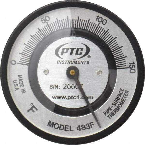 PTC Instruments - 150°F, 2 Inch Dial Diameter, Pipe Surface Spring Held Thermometer - 2° Division Graduation - Americas Tooling