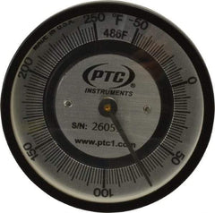 PTC Instruments - -50 to 250°F, 2 Inch Dial Diameter, Pipe Surface Spring Held Thermometer - 2° Division Graduation - Americas Tooling