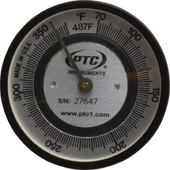 PTC Instruments - 70 to 370°F, 2 Inch Dial Diameter, Pipe Surface Spring Held Thermometer - 2° Division Graduation - Americas Tooling