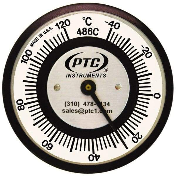 PTC Instruments - -40 to 120°C, 2 Inch Dial Diameter, Pipe Surface Spring Held Thermometer - 2° Division Graduation - Americas Tooling