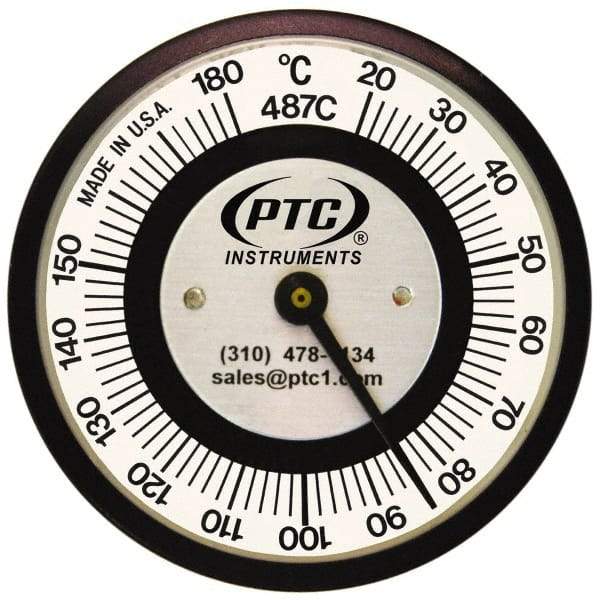 PTC Instruments - 20 to 180°C, 2 Inch Dial Diameter, Pipe Surface Spring Held Thermometer - 2° Division Graduation - Americas Tooling