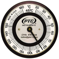 PTC Instruments - 20 to 180°C, 2 Inch Dial Diameter, Pipe Surface Spring Held Thermometer - 2° Division Graduation - Americas Tooling