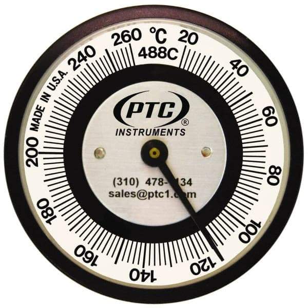 PTC Instruments - 20 to 260°C, 2 Inch Dial Diameter, Pipe Surface Spring Held Thermometer - 5° Division Graduation - Americas Tooling