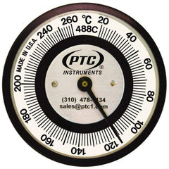 PTC Instruments - 20 to 260°C, 2 Inch Dial Diameter, Pipe Surface Spring Held Thermometer - 5° Division Graduation - Americas Tooling