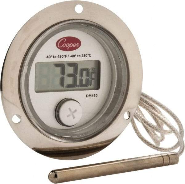 Cooper - -40 to 450°F Front Flange Panel Meter - 4-Digit LCD Display - Americas Tooling