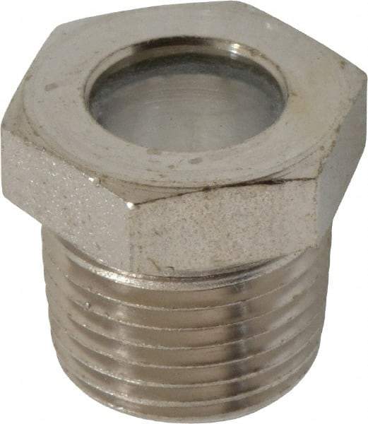 LDI Industries - 7/16" Sight Diam, 3/8" Thread, 0.72" OAL, High Pressure Fused Pipe Thread, Open View Sight Glass & Flow Sight - 3/4" Head, 1,850 Max psi, 3/8-18 Thread - Americas Tooling