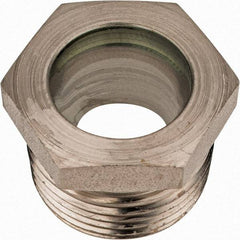 LDI Industries - 15/16" Sight Diam, 1" Thread, 1.06" OAL, High Pressure Fused Pipe Thread, Open View Sight Glass & Flow Sight - 1-3/8" Head, 1,250 Max psi, 1 to 11-1/2 Thread - Americas Tooling