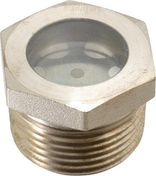 LDI Industries - 15/16" Sight Diam, 1" Thread, 1.06" OAL, High Pressure Fused Pipe Thread with Reflector Sight Glass & Flow Sight - 1-3/8" Head, 1,250 Max psi, 1 to 11-1/2 Thread - Americas Tooling