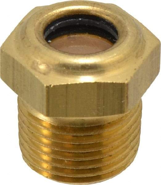 LDI Industries - 7/16" Sight Diam, 3/8" Thread, 0.88" OAL, Low Pressure Pipe Thread Lube Sight, Open View Sight Glass & Flow Sight - 3/4" Head, 30 Max psi, 3/8-18 Thread - Americas Tooling