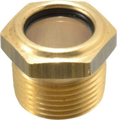 LDI Industries - 3/4" Sight Diam, 3/4" Thread, 1" OAL, Low Pressure Pipe Thread Lube Sight, Open View Sight Glass & Flow Sight - 1-1/8" Head, 10 Max psi, 3/4-14 Thread - Americas Tooling