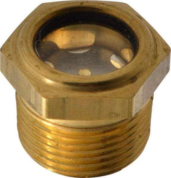 LDI Industries - 3/4" Sight Diam, 3/4" Thread, 1" OAL, Low Pressure Pipe Thread Lube Sight with Reflector Sight Glass & Flow Sight - 1-1/8" Head, 10 Max psi, 3/4-14 Thread - Americas Tooling