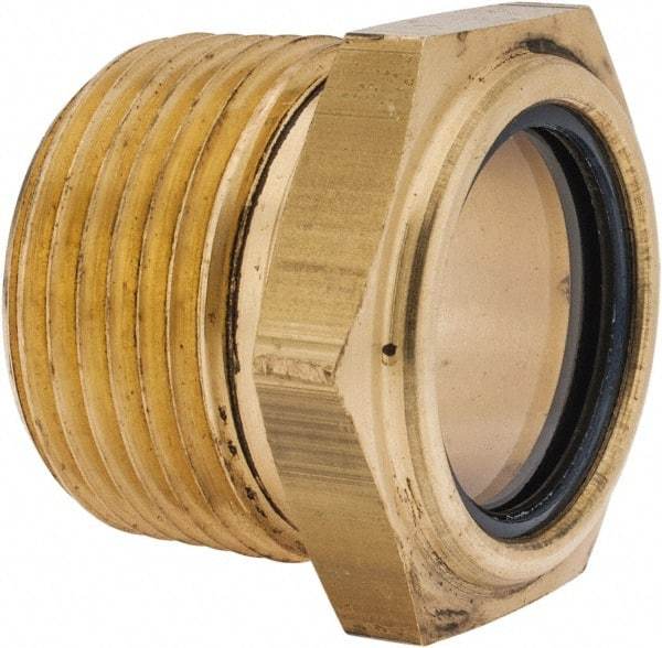 LDI Industries - 31/32" Sight Diam, 1" Thread, 1.19" OAL, Low Pressure Pipe Thread Lube Sight, Open View Sight Glass & Flow Sight - 1-7/16" Head, 7 Max psi, 1 to 11-1/2 Thread - Americas Tooling