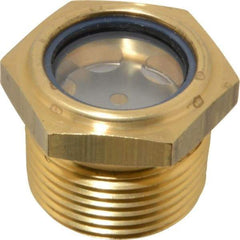 LDI Industries - 31/32" Sight Diam, 1" Thread, 1.19" OAL, Low Pressure Pipe Thread Lube Sight with Reflector Sight Glass & Flow Sight - 1-7/16" Head, 7 Max psi, 1 to 11-1/2 Thread - Americas Tooling