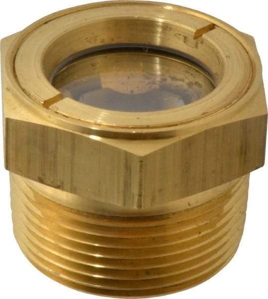 LDI Industries - 1-1/8" Sight Diam, 1-1/4" Thread, 1.44" OAL, Low Pressure Pipe Thread Lube Sight with Reflector Sight Glass & Flow Sight - 1-3/4" Head, 5 Max psi, 1-1/4 to 11-1/2 Thread - Americas Tooling