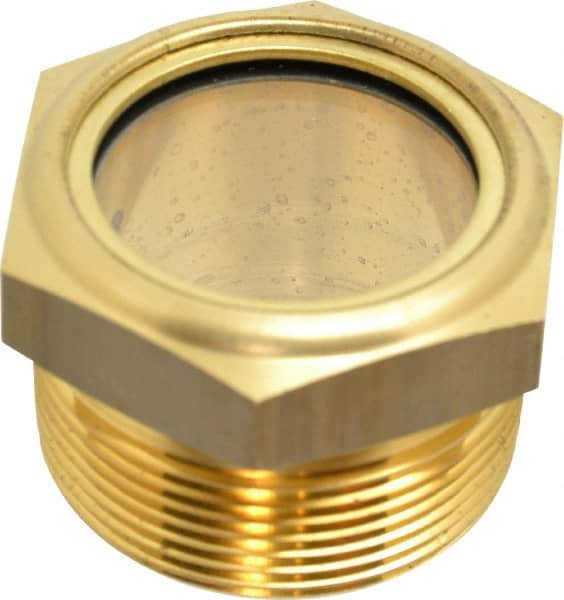 LDI Industries - 1-3/8" Sight Diam, 1-1/2" Thread, 1-1/2" OAL, Low Pressure Pipe Thread Lube Sight, Open View Sight Glass & Flow Sight - 2" Head, 2 Max psi, 1-1/2 to 11-1/2 Thread - Americas Tooling