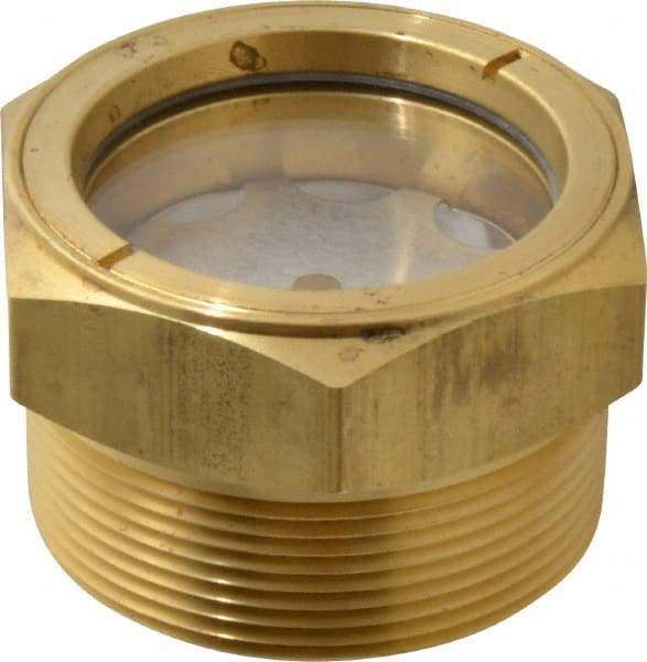 LDI Industries - 1-7/8" Sight Diam, 2" Thread, 1.69" OAL, Low Pressure Pipe Thread Lube Sight with Reflector Sight Glass & Flow Sight - 2-1/2" Head, 2 Max psi, 2 to 11-1/2 Thread - Americas Tooling