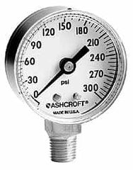 Ashcroft - 2" Dial, 1/4 Thread, 0-1,500 Scale Range, Pressure Gauge - Americas Tooling