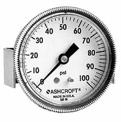 Ashcroft - 3-1/2" Dial, 1/4 Thread, 0-15 Scale Range, Pressure Gauge - Center Back Connection Mount - Americas Tooling