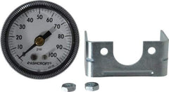 Ashcroft - 1-1/2" Dial, 1/8 Thread, 0-100 Scale Range, Pressure Gauge - Center Back Connection Mount - Americas Tooling