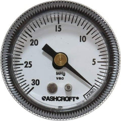 Ashcroft - 1-1/2" Dial, 1/8 Thread, 30-0 Scale Range, Pressure Gauge - Center Back Connection Mount - Americas Tooling