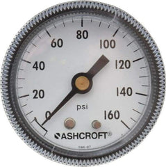 Ashcroft - 2" Dial, 1/4 Thread, 0-160 Scale Range, Pressure Gauge - Center Back Connection Mount - Americas Tooling