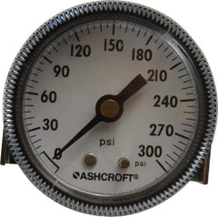 Ashcroft - 2" Dial, 1/4 Thread, 0-300 Scale Range, Pressure Gauge - Center Back Connection Mount - Americas Tooling