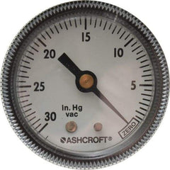 Ashcroft - 2" Dial, 1/4 Thread, 30-0 Scale Range, Pressure Gauge - Center Back Connection Mount - Americas Tooling