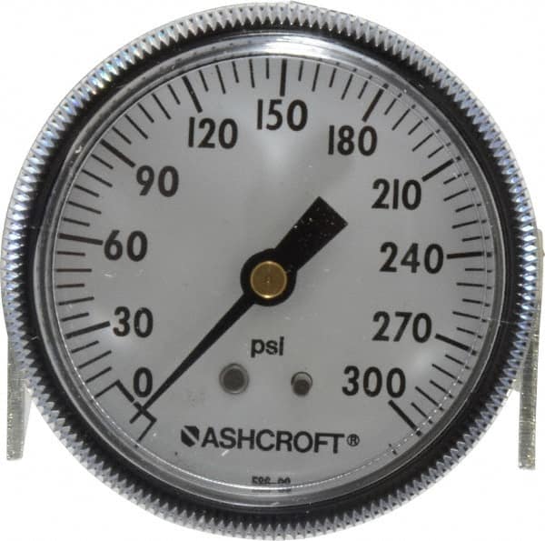 Ashcroft - 2-1/2" Dial, 1/4 Thread, 0-300 Scale Range, Pressure Gauge - Center Back Connection Mount - Americas Tooling