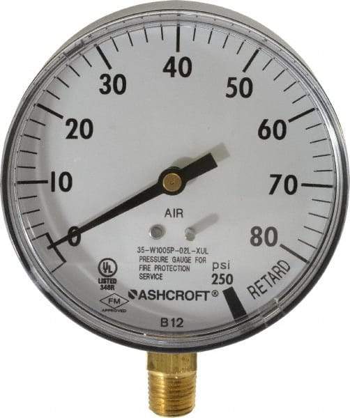 Ashcroft - 3-1/2" Dial, 1/4 Thread, 0-100 Scale Range, Pressure Gauge - Lower Connection Mount - Americas Tooling